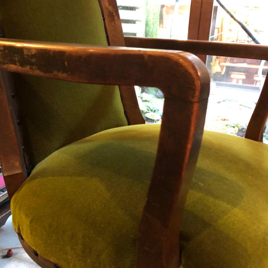 【アンティーク】肘掛け付き　回転椅子　チェスト　昭和　コレクション　蚤の市　椅子