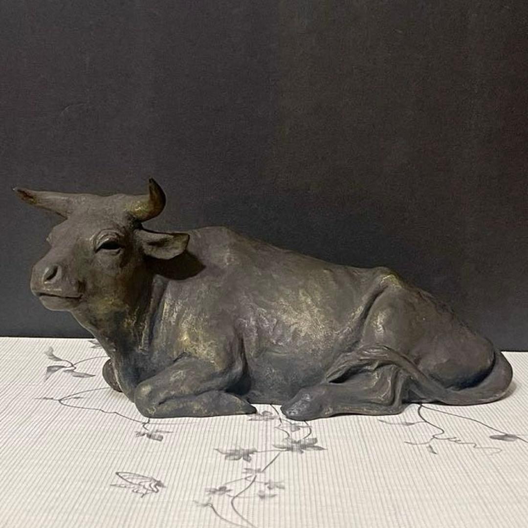 アンティーク　古銅製　牛の置物