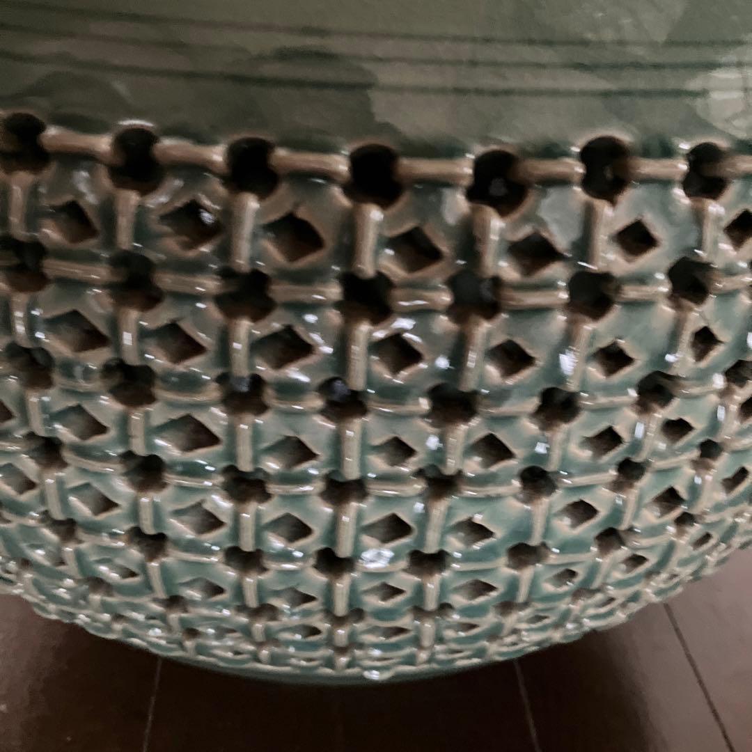 ★大特価【希少•美品】在銘青山作　高麗青磁 特大飾り壺