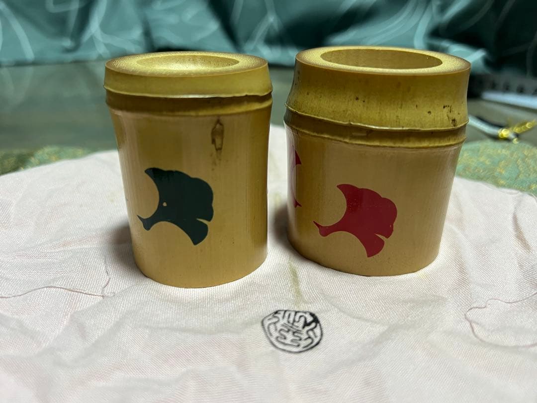 鵬雲斎在判箱書 竹蓋置 黒田正玄造 宗旦銀杏絵