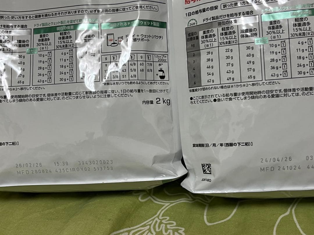 ロイヤルカナン　 CANIN 満腹感サポート 猫　2kg ×２袋