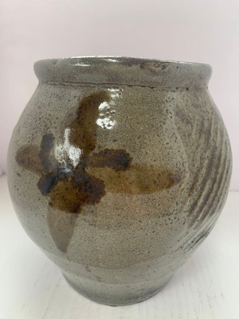 濱田庄司　文打鉄絵水指　送料込み