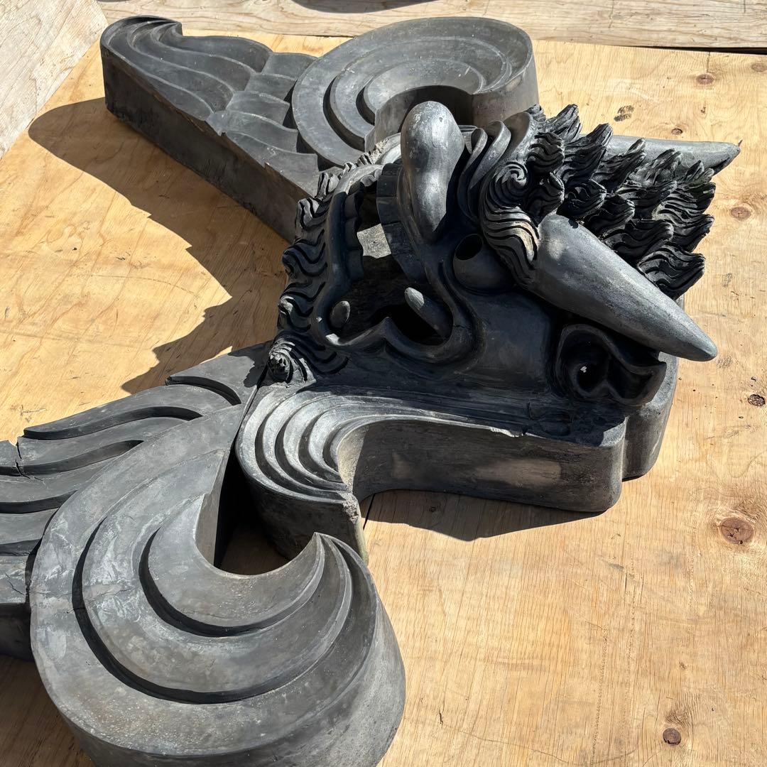 希少品 阿吽鬼面一対 高さ120cm 幅125cm 迫力ある大型鬼瓦 発送相談