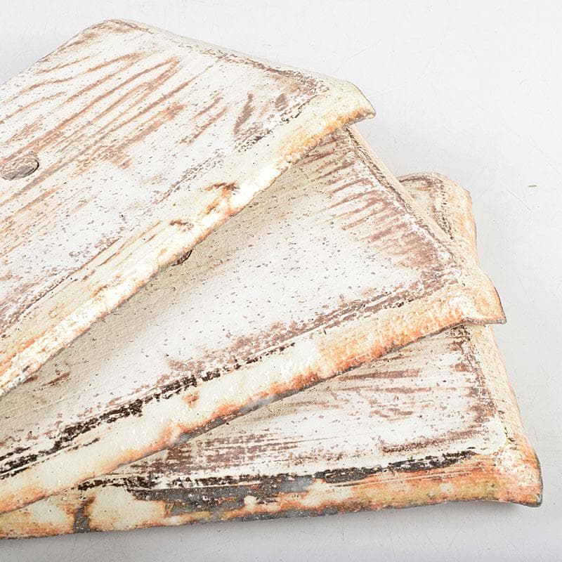 和食器　茶懐石　熊本喜一作　粉引　陶皿　銘々皿　五客　共箱　V　8917