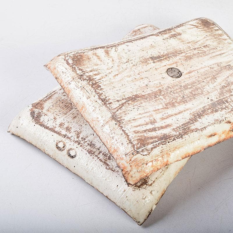 和食器　茶懐石　熊本喜一作　粉引　陶皿　銘々皿　五客　共箱　V　8917