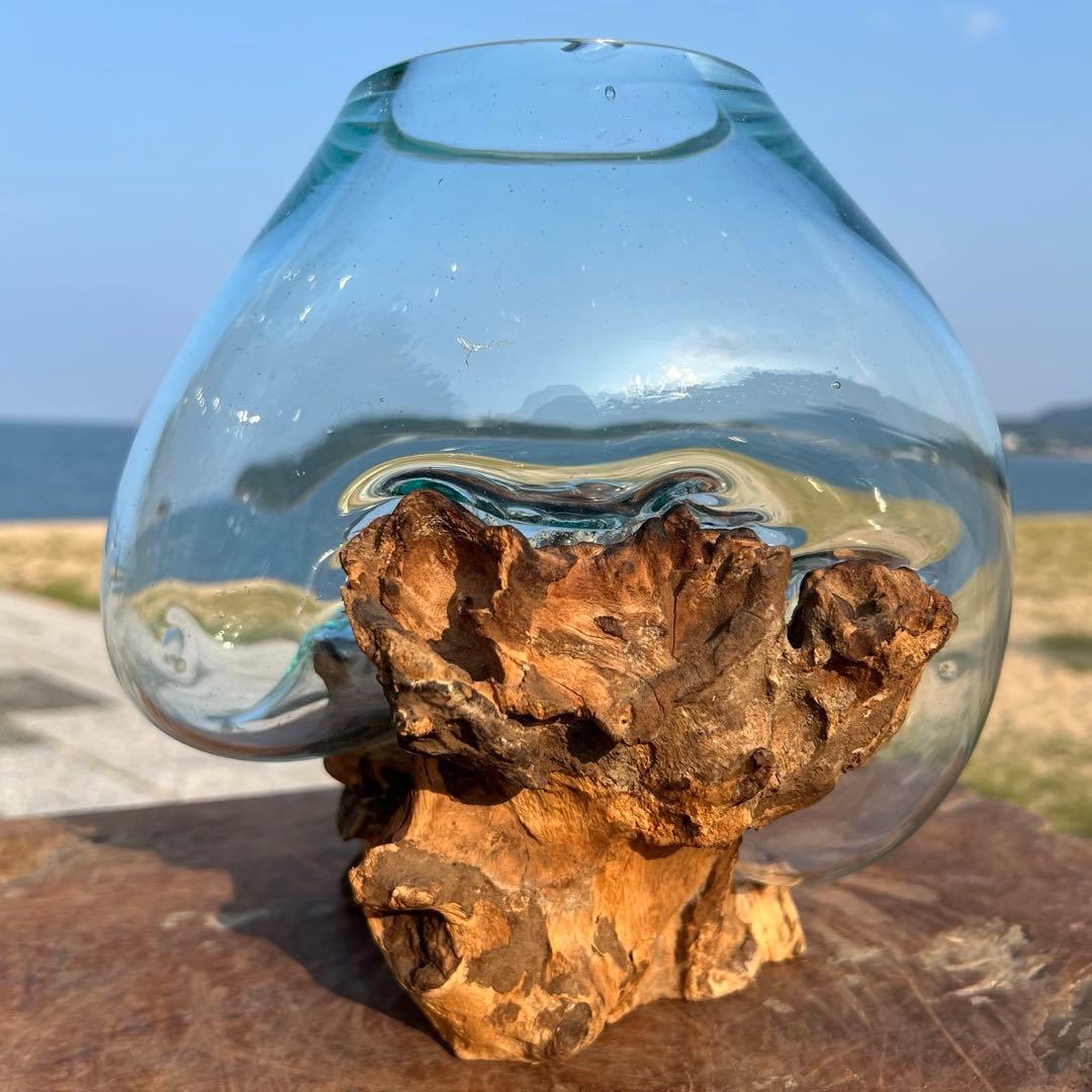 流木ガラスオブジェ特大H 花瓶 金魚鉢 テラリウム フラワーポット 水槽 アート