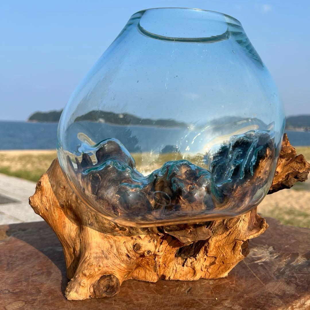 流木ガラスオブジェ特大H 花瓶 金魚鉢 テラリウム フラワーポット 水槽 アート
