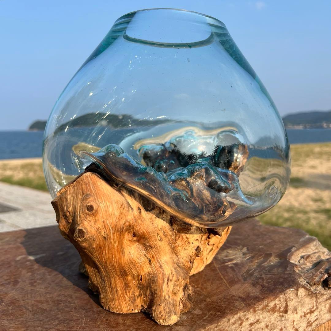 流木ガラスオブジェ特大H 花瓶 金魚鉢 テラリウム フラワーポット 水槽 アート