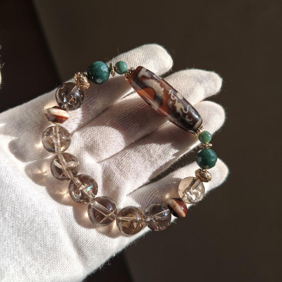 専用です♡新作♡レアカラー宝珠双皇帝龍天珠、アイリススモーキー、グアテマラ産翡翠