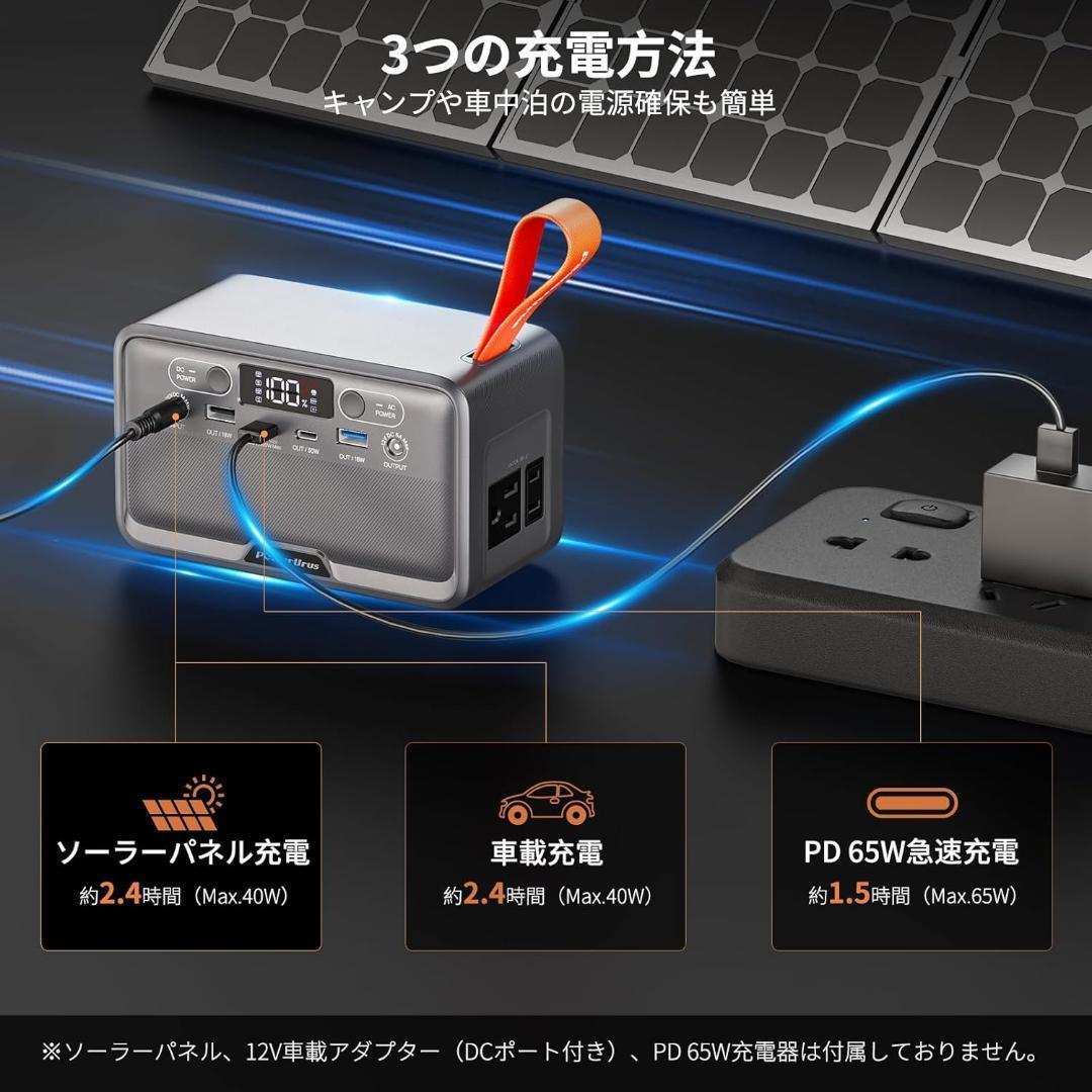 ポータブル電源 89.6Wh 小型 キャンプ 防災 パススルー機能 7ポート