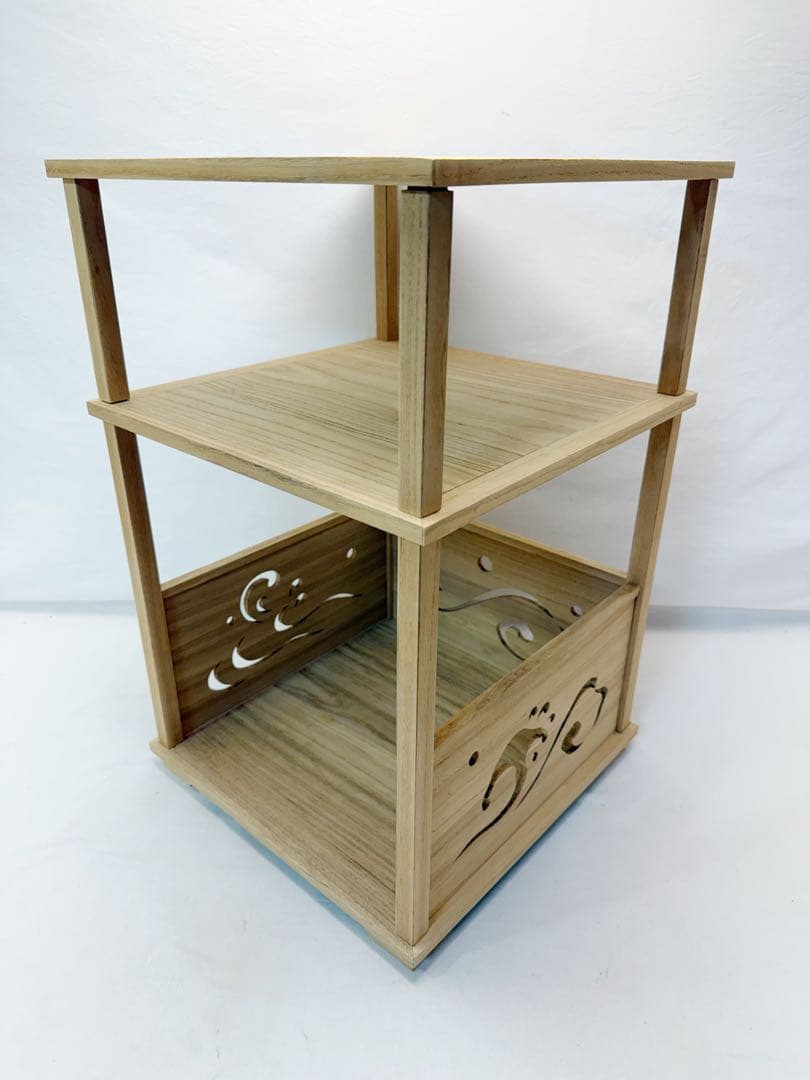 茶道具 淡々斎好 荒磯棚 桐木地 四本柱 波頭透し 組立式 元箱