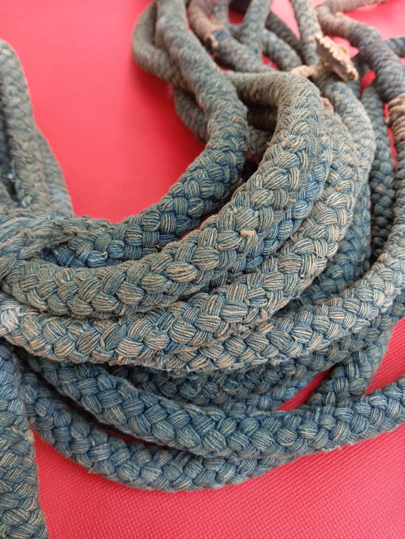 江戸時代後期幕末頃阿波淡路國徳島藩蜂須賀家知行地内武家旧家蔵出藍染武具馬具根付綱