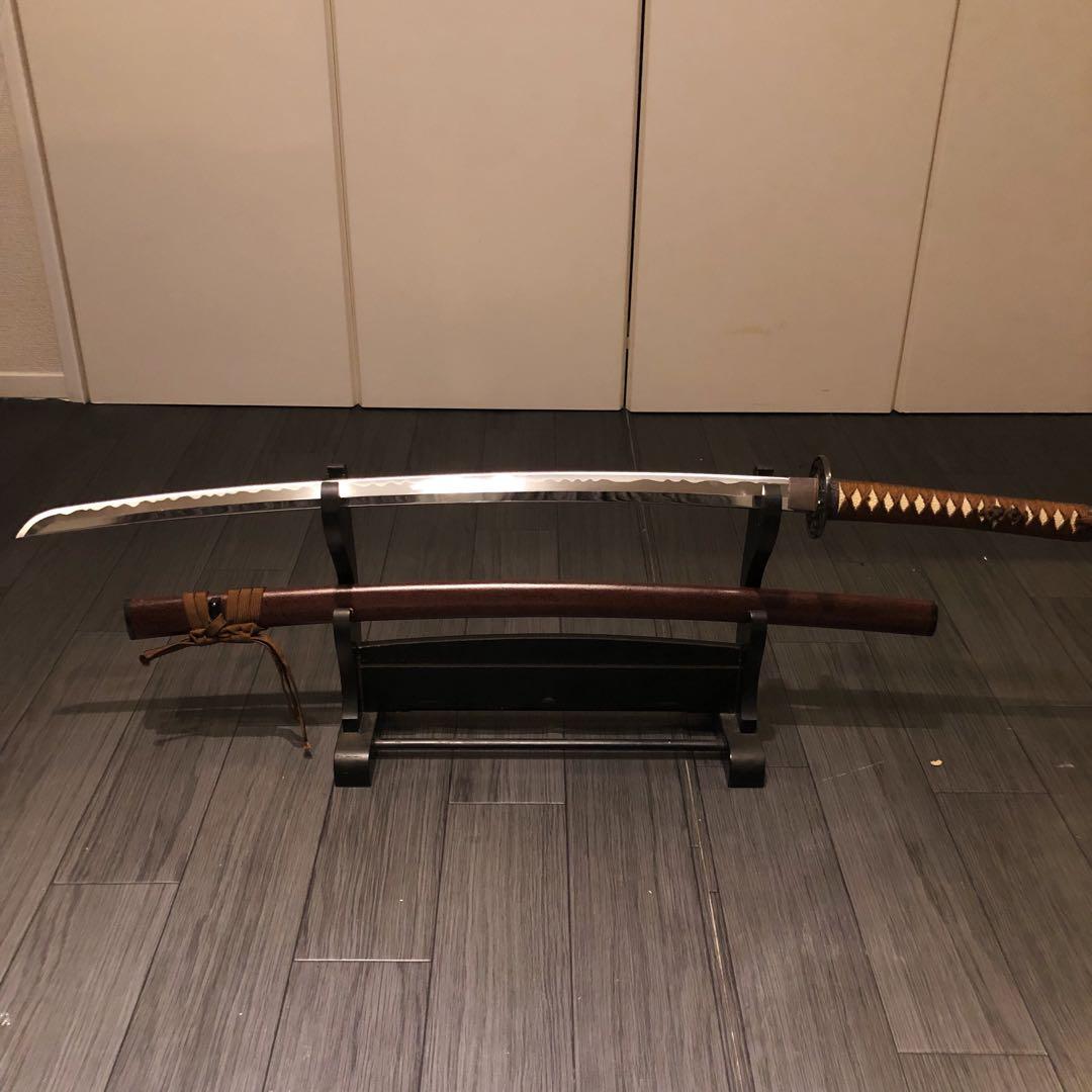 高級模造刀　高級居合刀　太刀　　本研波刃　亜鉛合金　茶拵え