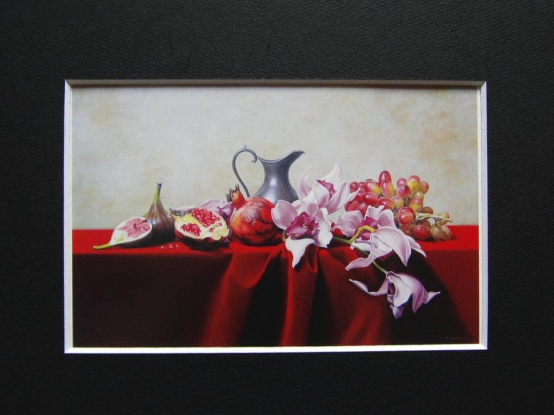 奥江一太、【蘭と果実】、希少な画集より、状態良好、新品高級額装付
