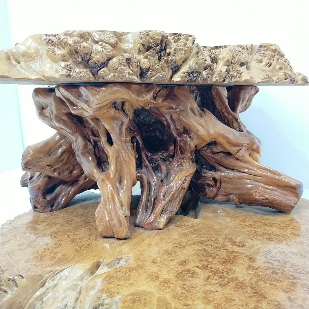 木の根 飾り台 W56cm 高級 花台 豪華 2段 盆栽卓 根卓 飾台 盆栽