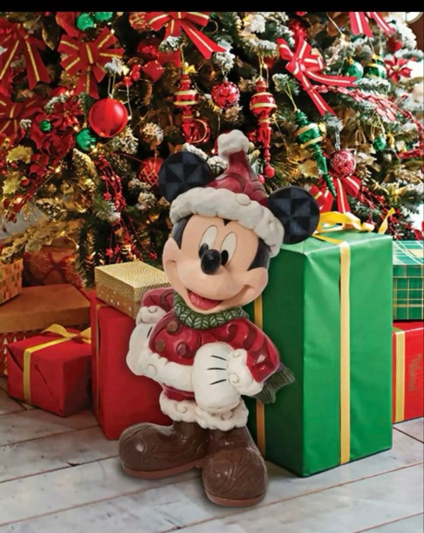 美品ディズニー ミッキー クリスマス サンタ 人形 ジム•ショア オブジェ箱付き