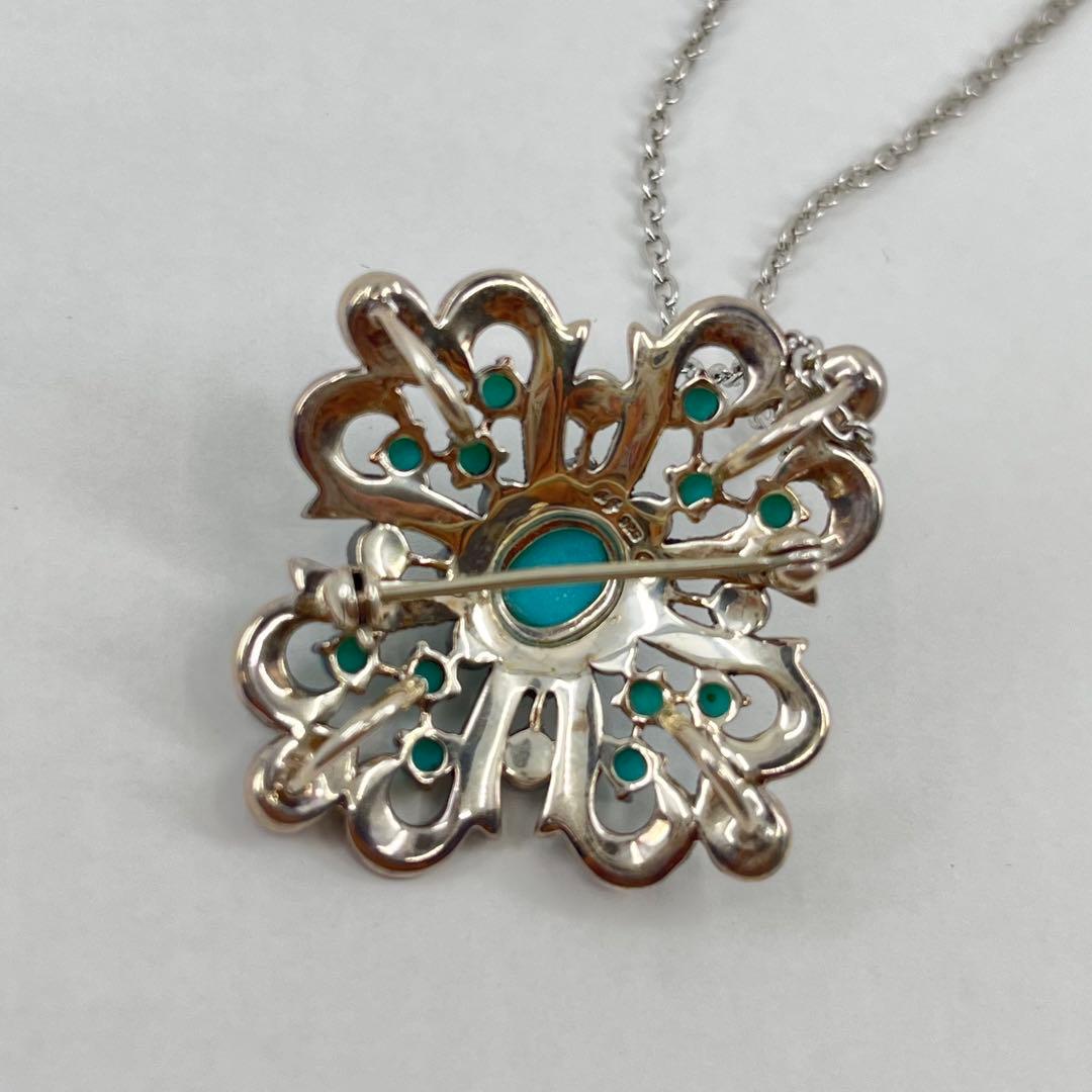 【碌山 Routan】トルコ石シードパールマルカジット ブローチ兼ネックレス