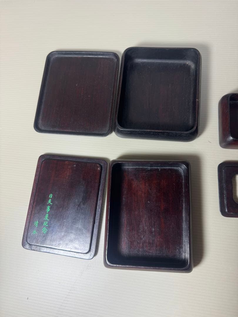 2100  唐木　煎茶盆1客　木箱3客　時代物