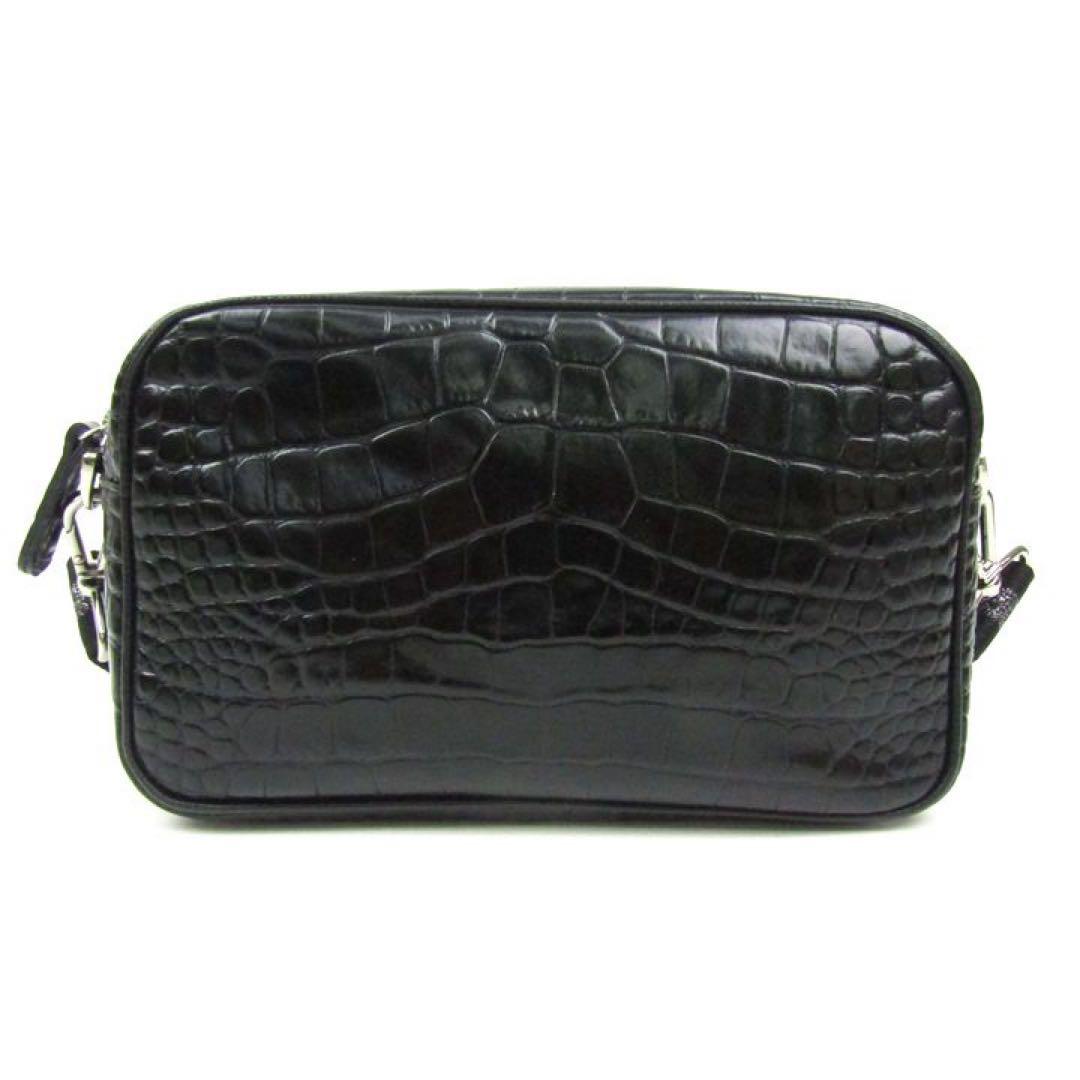 美品✨ サロンドアルファード クロコダイル型押し レザーショルダーバッグ 黒