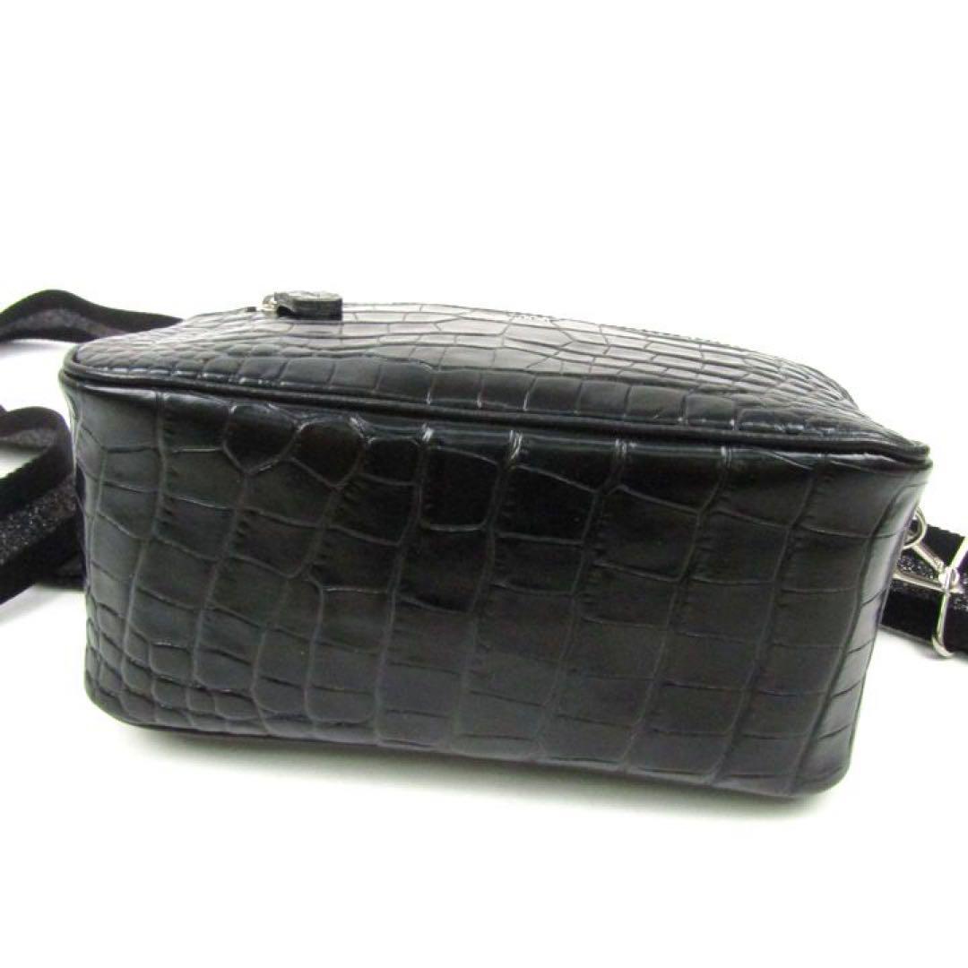 美品✨ サロンドアルファード クロコダイル型押し レザーショルダーバッグ 黒