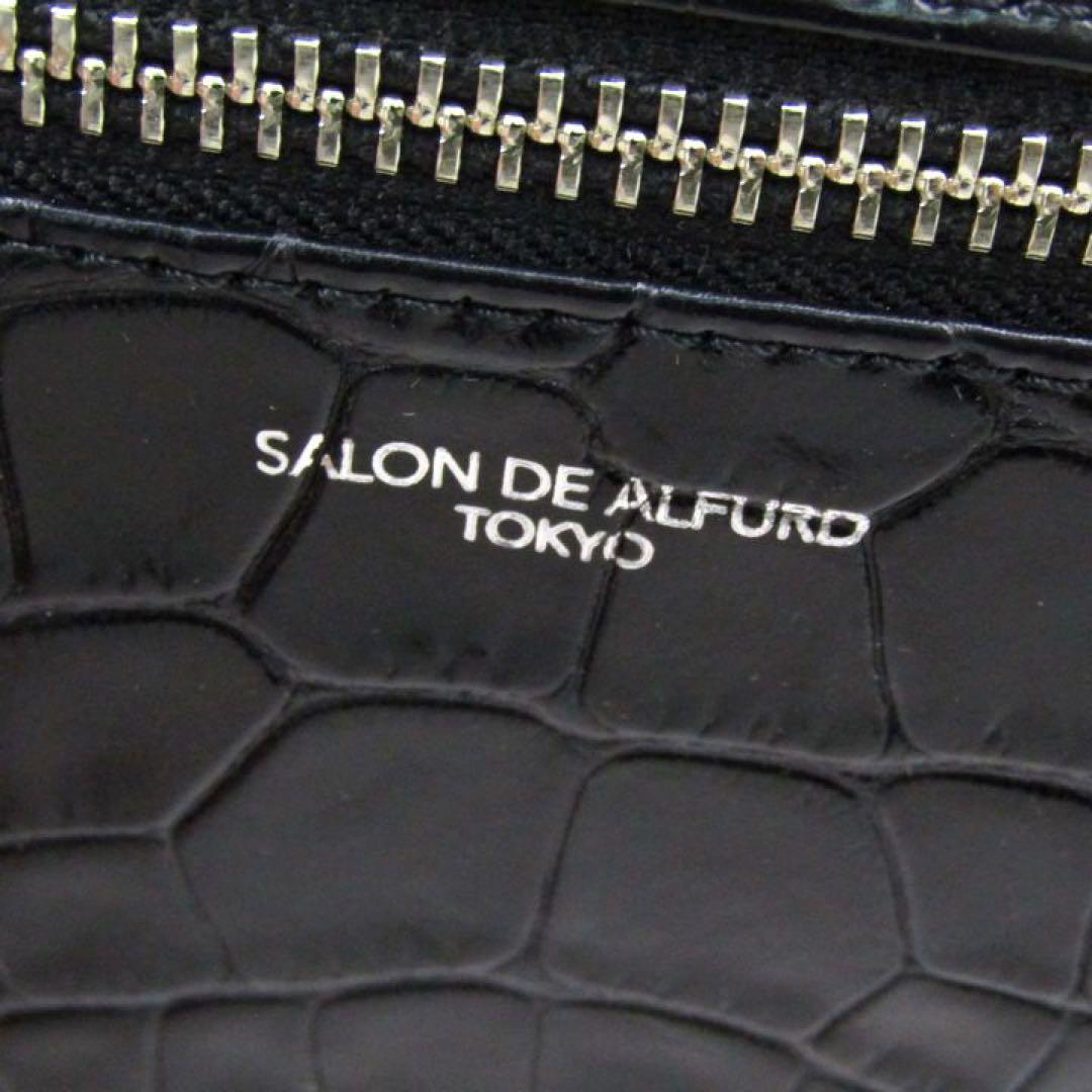 美品✨ サロンドアルファード クロコダイル型押し レザーショルダーバッグ 黒