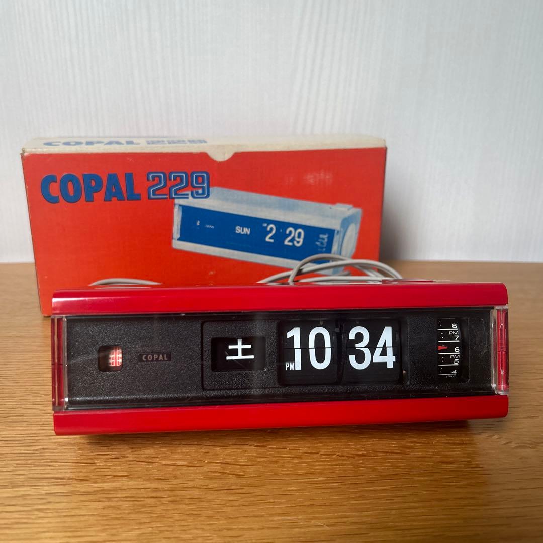 せ*ち様 COPAL 229赤パタパタ時計／フリック時計　箱、説明書付