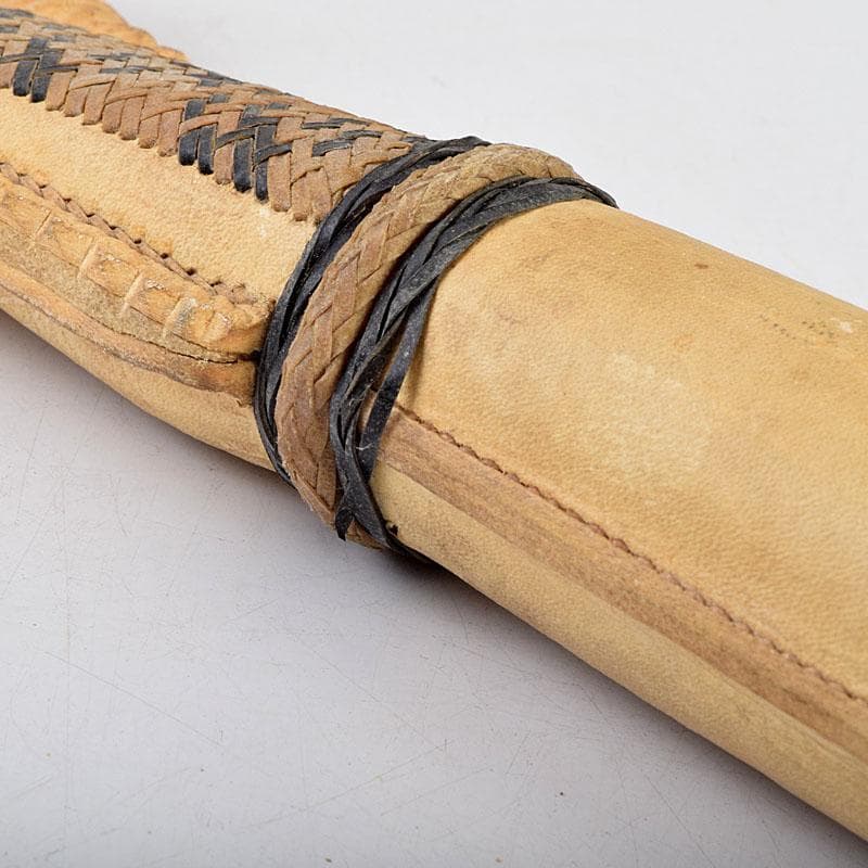 馬具　装飾品　中国　チベット　本皮製　古銅持ち手　鞭　C　9317