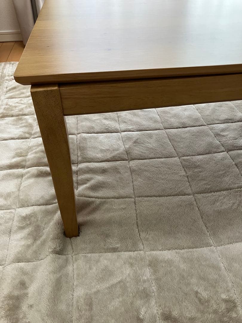 オーク材の薄型こたつテーブル ＜幅120／奥行60／高さ38cm＞　こたつ布団付