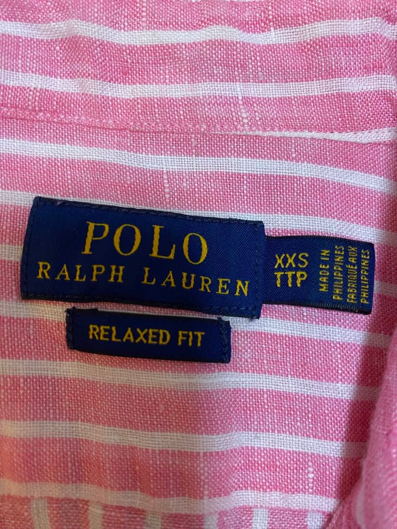 POLO RALPH LAUREN XXS リネンシャツピンクストライプ