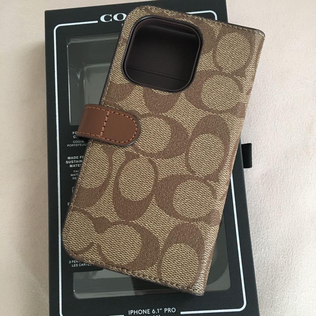 新品　COACH コーチ レザー iPhone 14Pro ケース　手帳