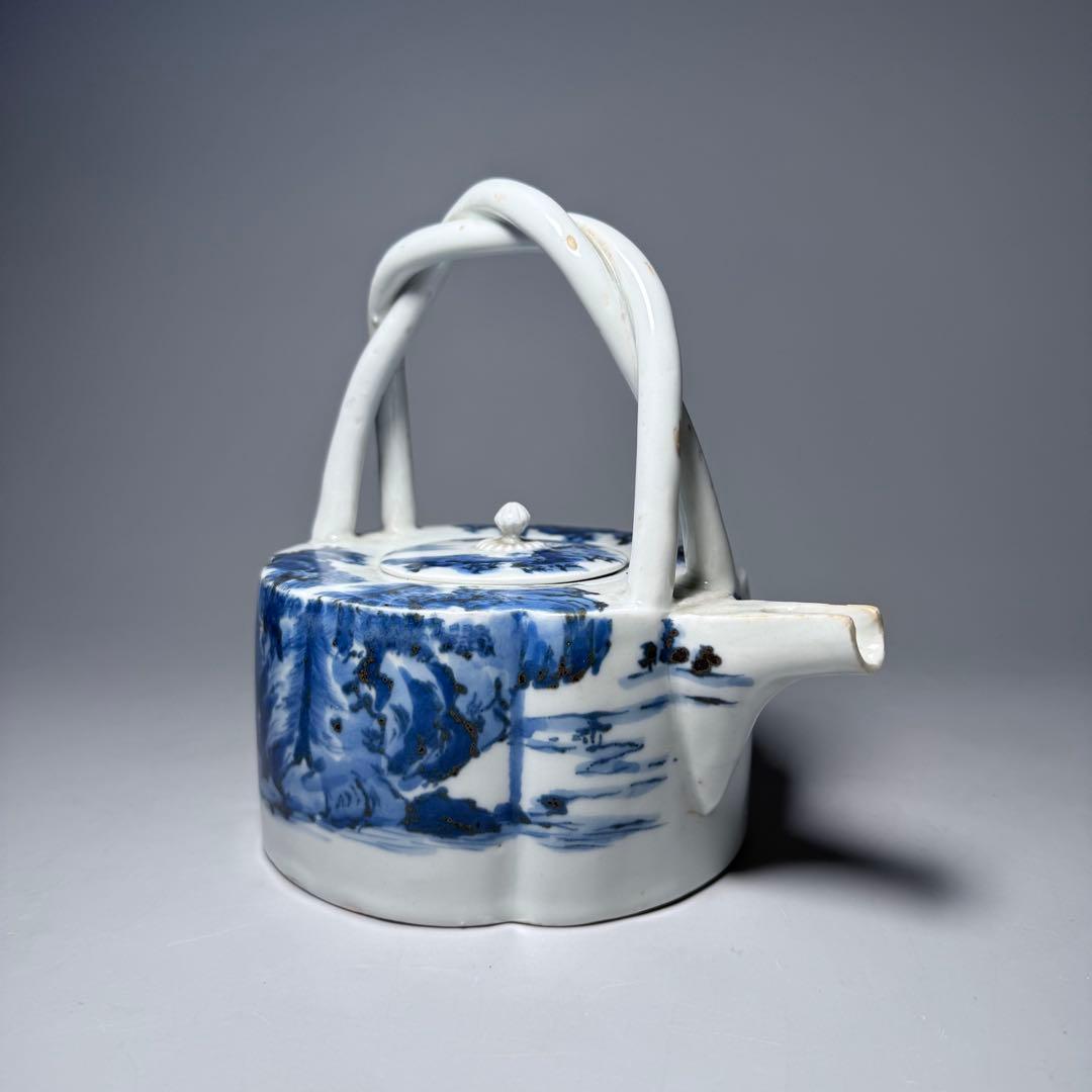 古伊万里　古平戸　染付山水図銚子　江戸時代　古美術　オブジェ　雰囲気◎