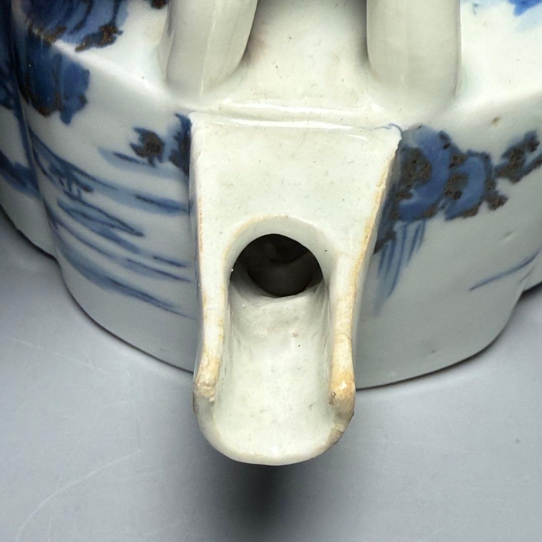 古伊万里　古平戸　染付山水図銚子　江戸時代　古美術　オブジェ　雰囲気◎