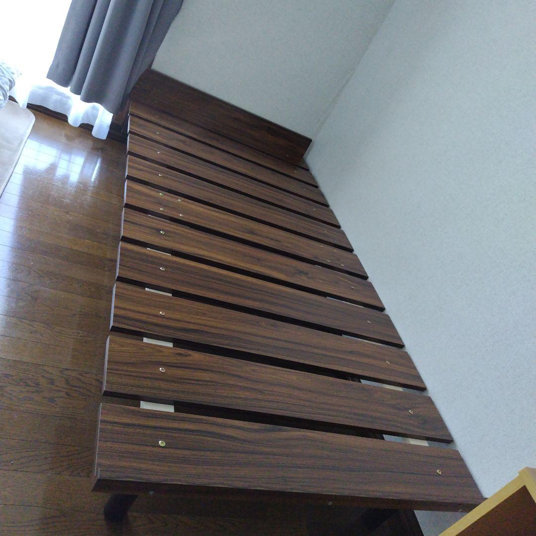 木製シングルベッドフレーム ダークブラウン