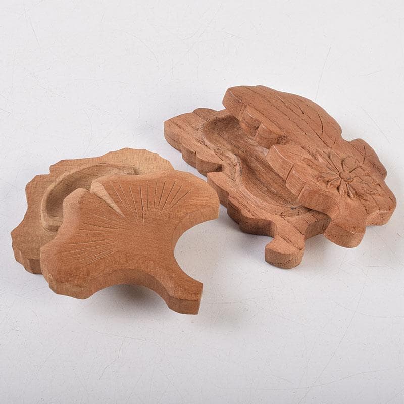 茶道具　木彫　光銘　団扇香合　花葉香合など　５点まとめて　V　R9254