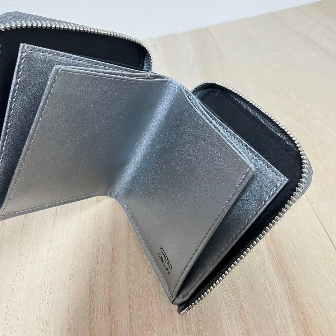 新品未使用✨ヒロコハヤシ✨カテーナ✨ファスナー式✨二つ折り財布✨シルバー