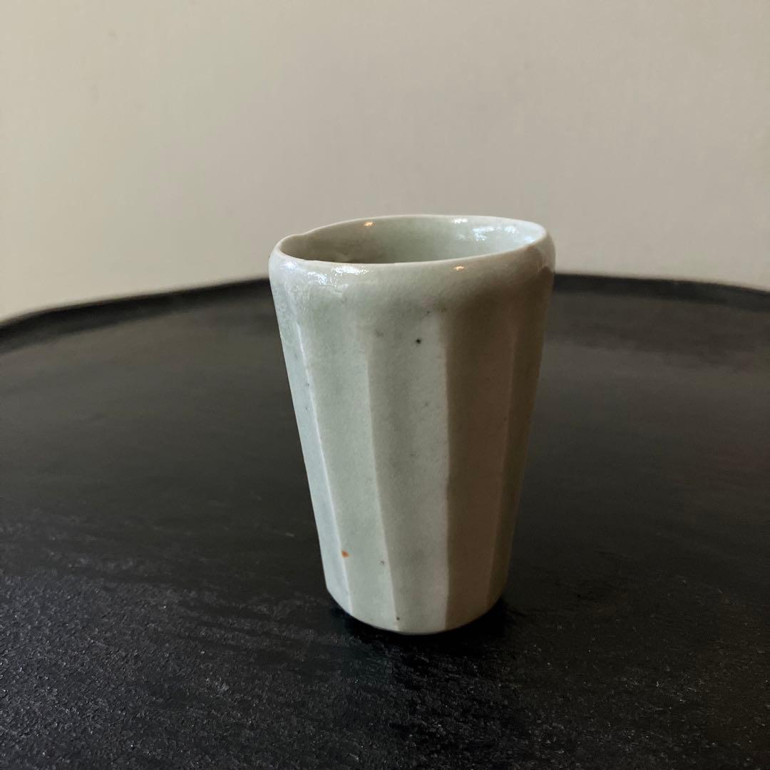 李朝面取筒盃　酒器　白磁　秦秀雄　浅川伯教　韓国アンティーク　朝鮮骨董　徳利