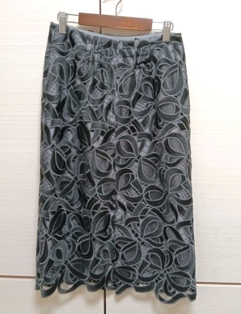 M'SGRACY リボンレースタイトスカート38 ブラック黒 エムズグレイシーM
