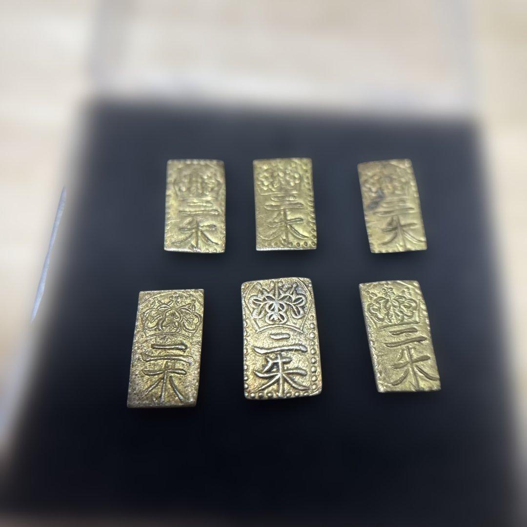 天保二朱金　本物と　二朱絵銭5枚七福神　出世　御守り　開運