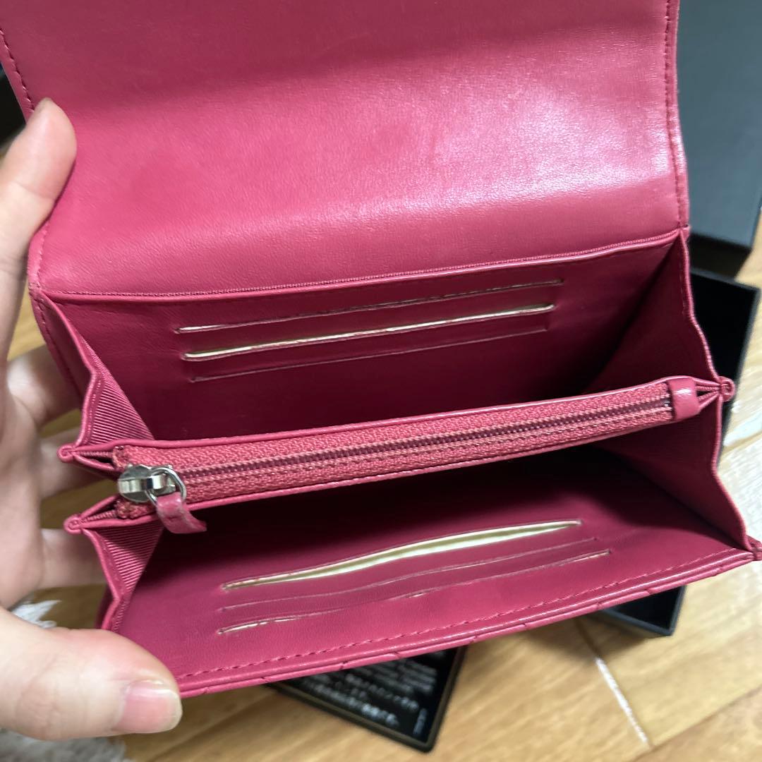 CHANEL キルティング 2つ折り財布 ピンク