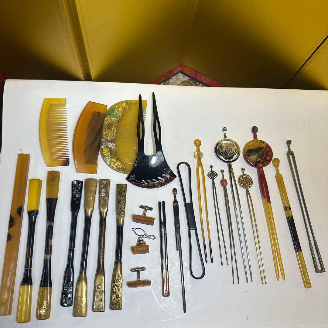 髪飾り，アクセサリー，鼈甲，金工，まとめ売り