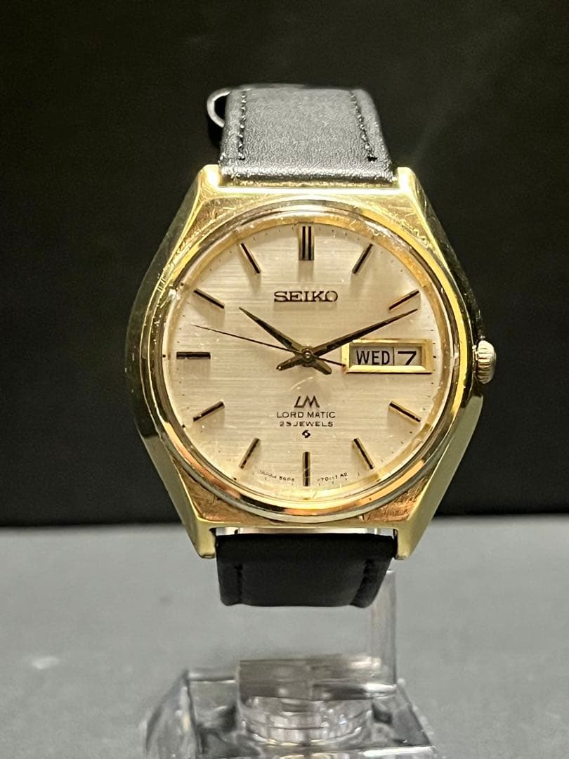 ★美品！バフ掛仕上げ！セイコーロードマチック自動巻ゴールドメンズ腕時計動作良好