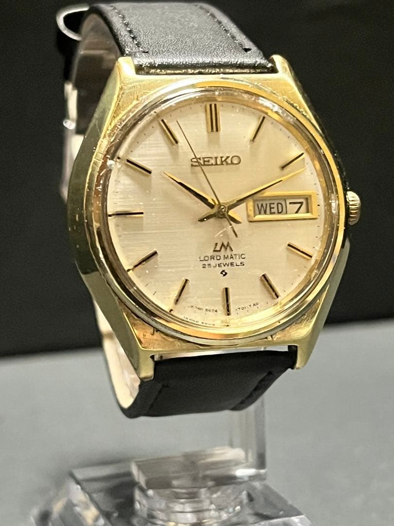 ★美品！バフ掛仕上げ！セイコーロードマチック自動巻ゴールドメンズ腕時計動作良好