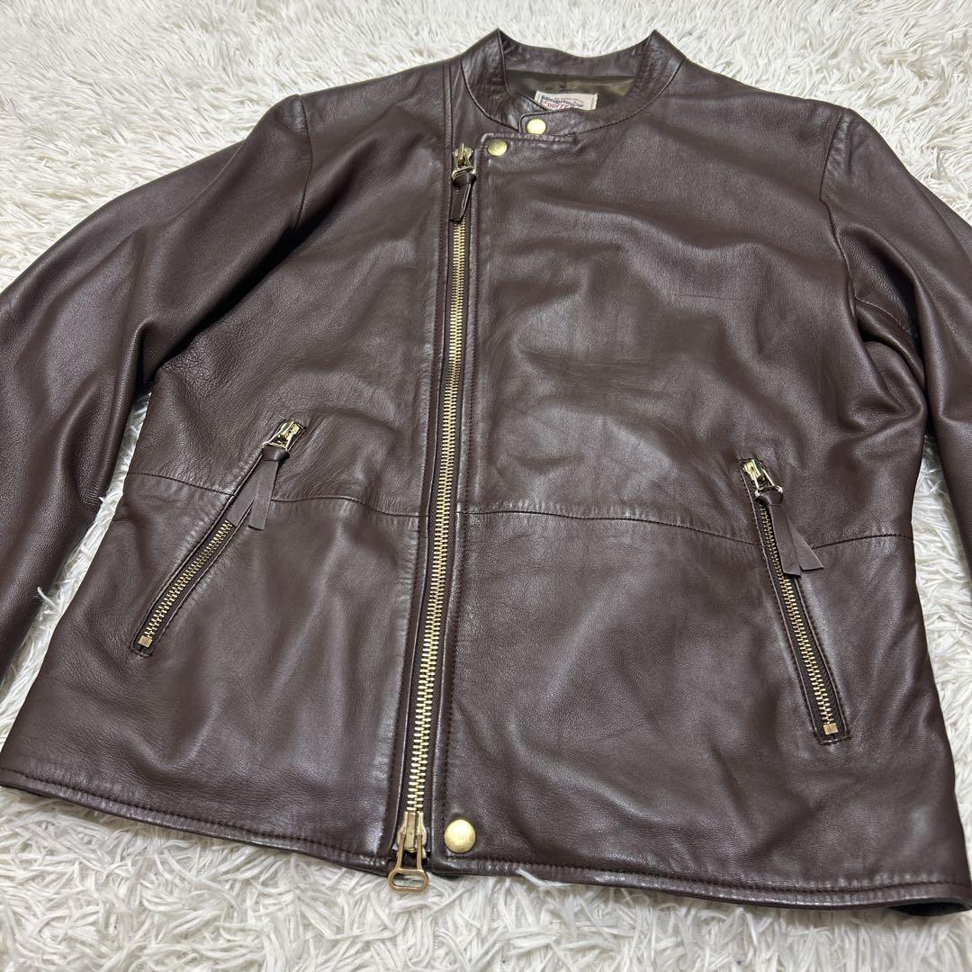 The DUFFER 本革　羊革　シングルライダースジャケット　Lサイズブラウン