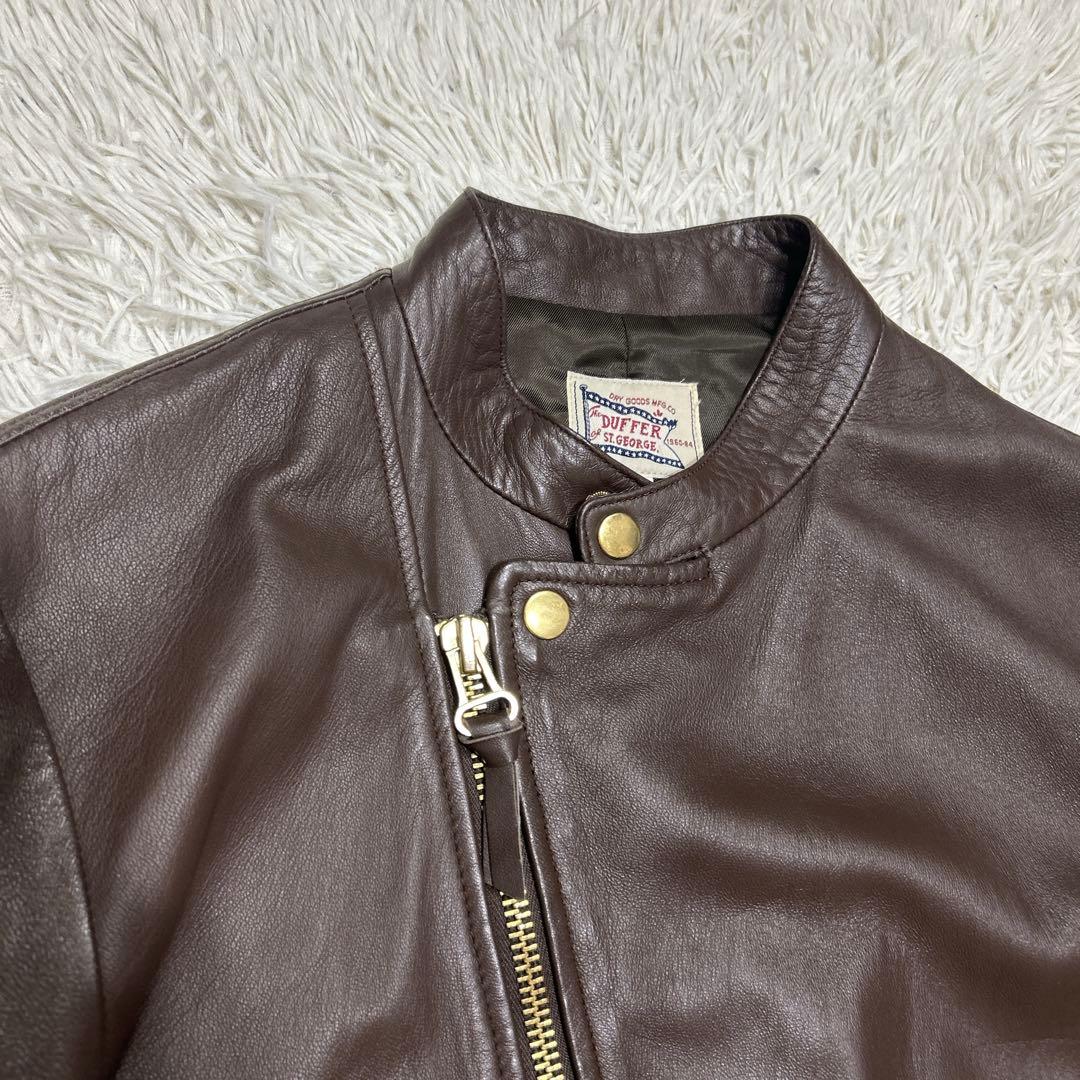 The DUFFER 本革　羊革　シングルライダースジャケット　Lサイズブラウン