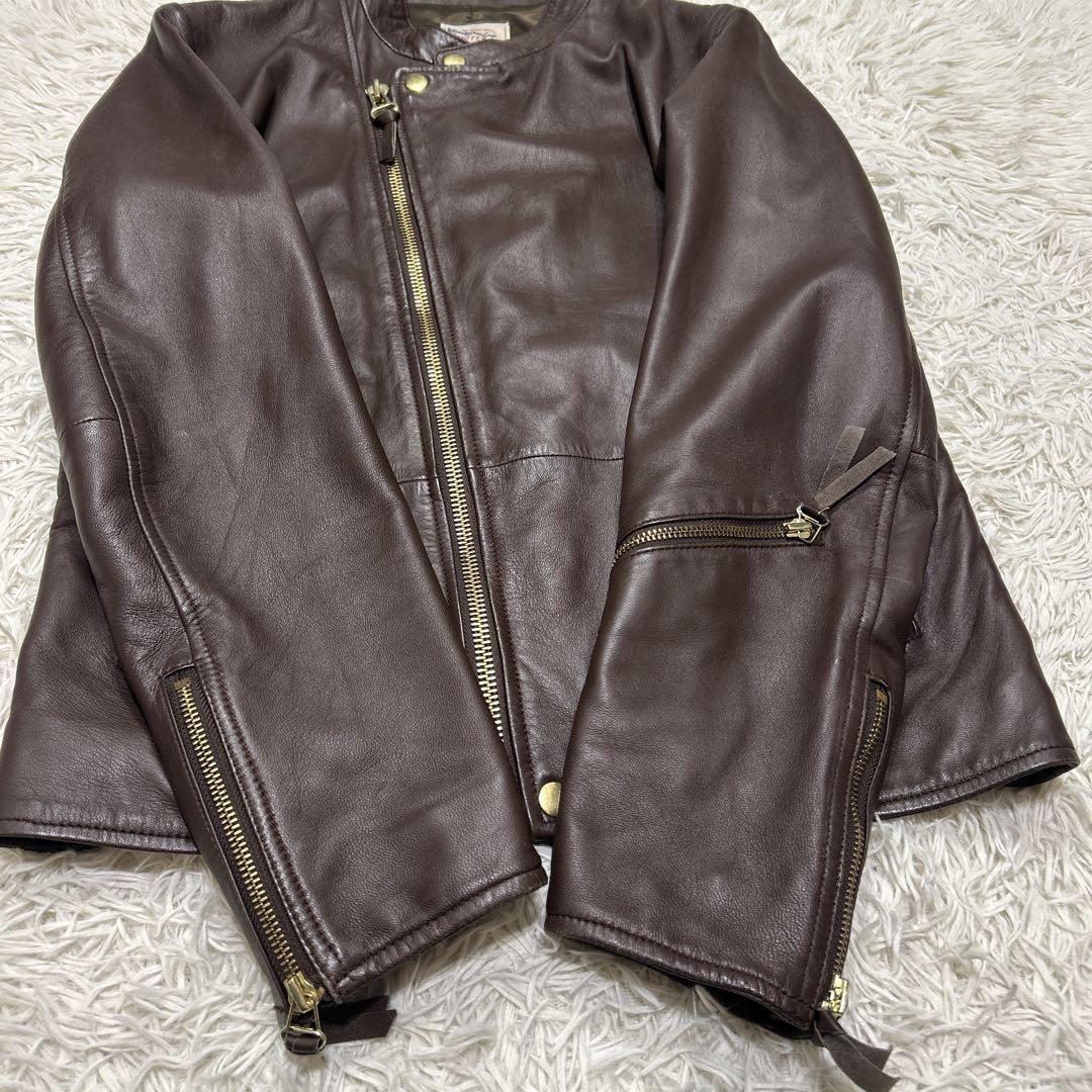 The DUFFER 本革　羊革　シングルライダースジャケット　Lサイズブラウン