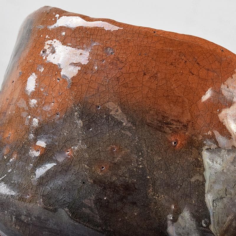 茶道具　京焼　秀楽造　赤楽筒茶碗　共箱　V　R8030