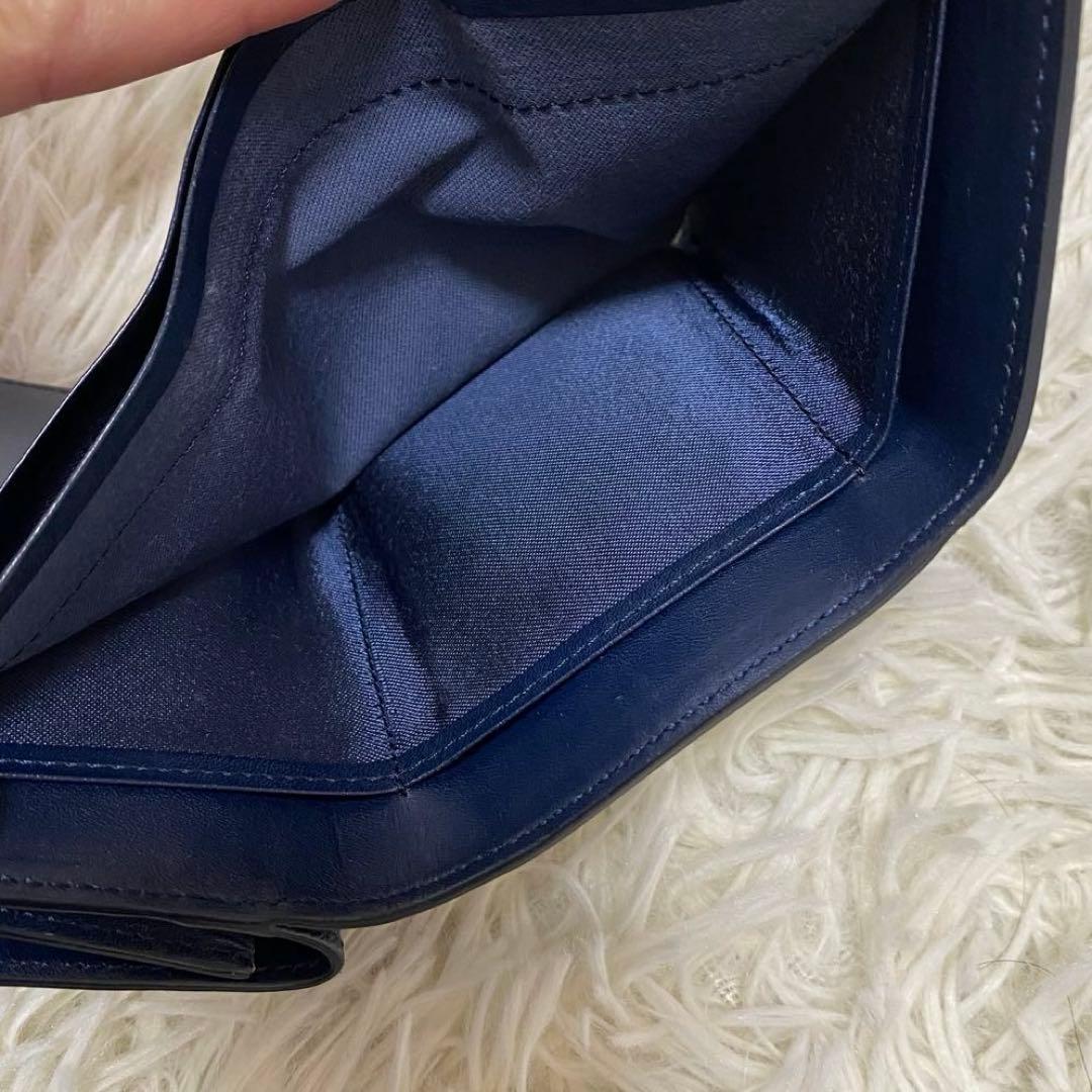 【未使用級✨】ペッレモルビダ 三つ折り財布 サフィアーノレザー ネイビー