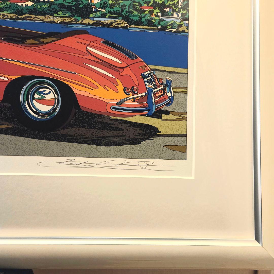 鈴木英人『コートダジュールの小高い丘』 Red PORSCHE シルクスクリーン