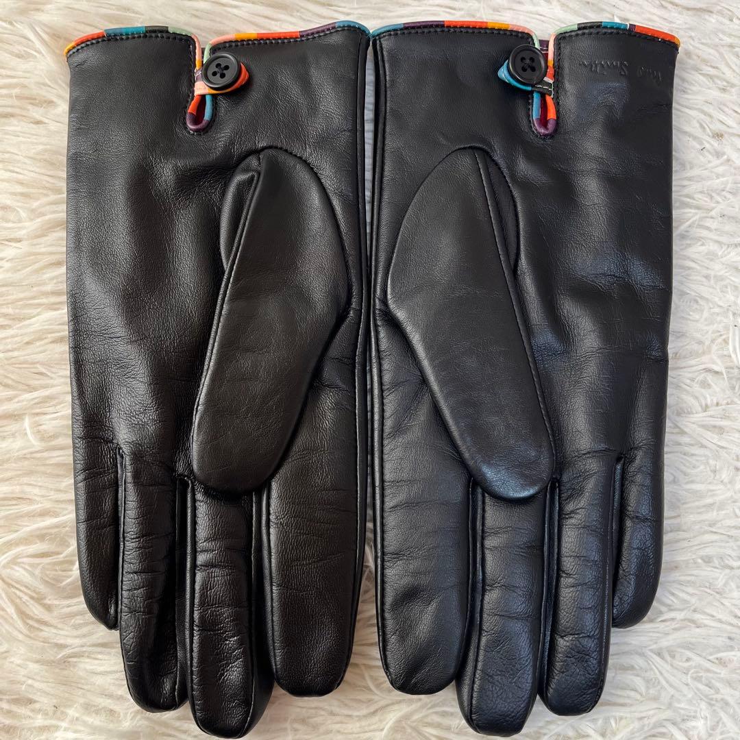 【新品未使用】ポールスミス　アーティストストライプ パイピング レザーグローブ