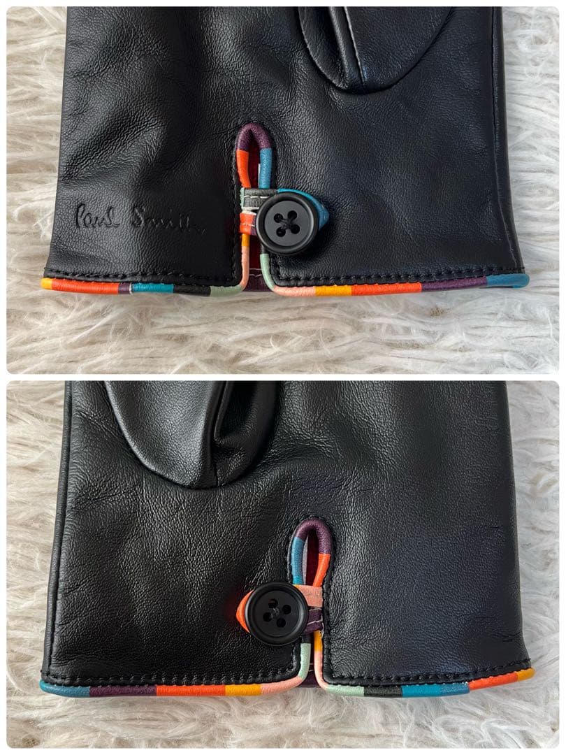 【新品未使用】ポールスミス　アーティストストライプ パイピング レザーグローブ